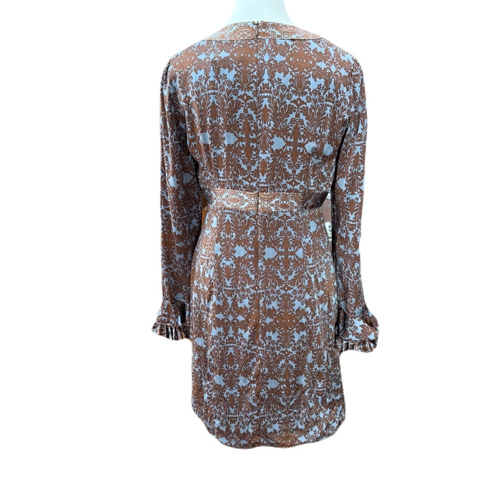 Nanette Lepore Capriccio Dress-100% silk- Ruffle-Blue-Brown- Y2K-Dance-Size 10 - Picture 2 of 15